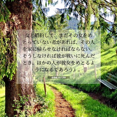 Picture 07 - 申命記 20:7 JPN - 女と婚約して、まだその女をめとっ - Bible Verse Picture
