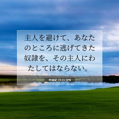 Picture 07 - 申命記 23:15 JPN - 主人を避けて、あなたのところに逃 - Bible Verse Picture