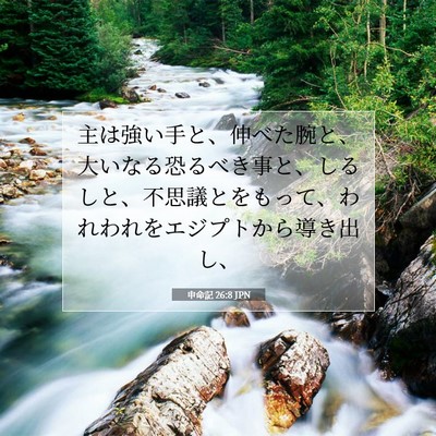 Picture 07 - 申命記 26:8 JPN - 主は強い手と、伸べた腕と、大いな - Bible Verse Picture