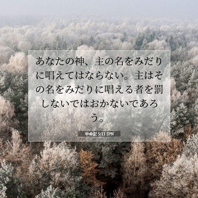 Picture 07 - 申命記 5:11 JPN - あなたの神、主の名をみだりに唱え - Bible Verse Picture