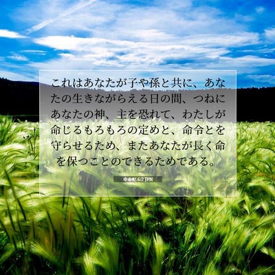 Picture 07 - 申命記 6:2 JPN - これはあなたが子や孫と共に、あな - Bible Verse Picture