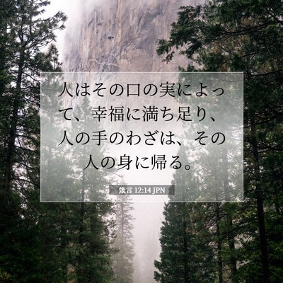 Picture 07 - 箴言 12:14 JPN - 人はその口の実によって、幸福に満 - Bible Verse Picture