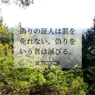 Picture 07 - 箴言 19:9 JPN - 偽りの証人は罰を免れない、偽りを - Bible Verse Picture
