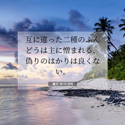 Picture 07 - 箴言 20:23 JPN - 互に違った二種のふんどうは主に憎 - Bible Verse Picture