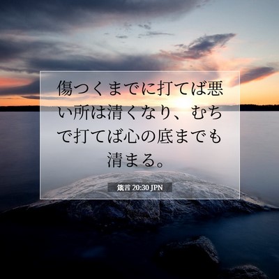 Picture 07 - 箴言 20:30 JPN - 傷つくまでに打てば悪い所は清くな - Bible Verse Picture