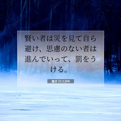 Picture 07 - 箴言 22:3 JPN - 賢い者は災を見て自ら避け、思慮の - Bible Verse Picture