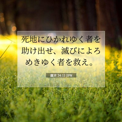 Picture 07 - 箴言 24:11 JPN - 死地にひかれゆく者を助け出せ、滅 - Bible Verse Picture