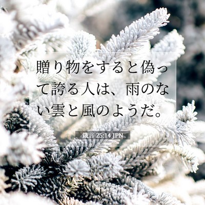 Picture 07 - 箴言 25:14 JPN - 贈り物をすると偽って誇る人は、雨 - Bible Verse Picture