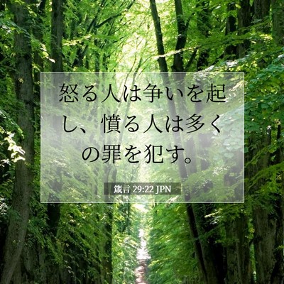 Picture 07 - 箴言 29:22 JPN - 怒る人は争いを起し、憤る人は多く - Bible Verse Picture