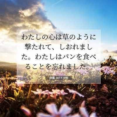 Picture 07 - 詩篇 102:4 JPN - わたしの心は草のように撃たれて、 - Bible Verse Picture