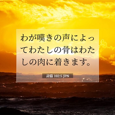 Picture 07 - 詩篇 102:5 JPN - わが嘆きの声によってわたしの骨は - Bible Verse Picture