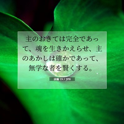 Picture 07 - 詩篇 19:7 JPN - 主のおきては完全であって、魂を生 - Bible Verse Picture