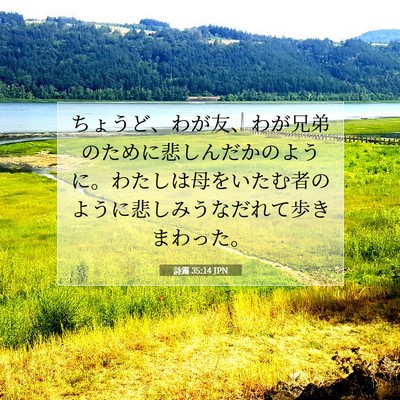 Picture 07 - 詩篇 35:14 JPN - ちょうど、わが友、わが兄弟のため - Bible Verse Picture