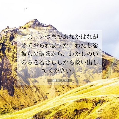 Picture 07 - 詩篇 35:17 JPN - 主よ、いつまであなたはながめてお - Bible Verse Picture