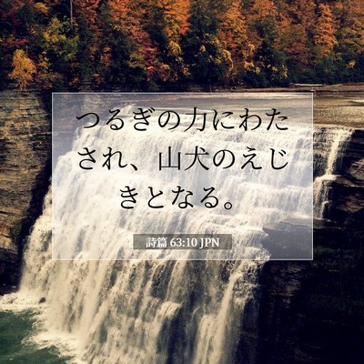 Picture 07 - 詩篇 63:10 JPN - つるぎの力にわたされ、山犬のえじ - Bible Verse Picture