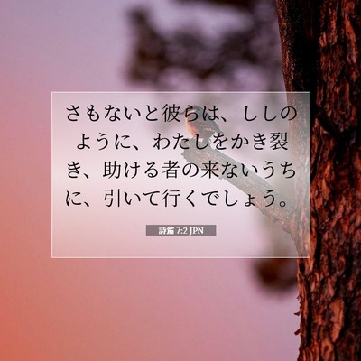 Picture 07 - 詩篇 7:2 JPN - さもないと彼らは、ししのように、 - Bible Verse Picture