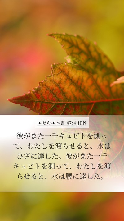 エゼキエル書 47:4 JPN Mobile Phone Wallpaper - 彼がまた一千キュビトを測って、わ - Mobile Bible Verse Wallpaper