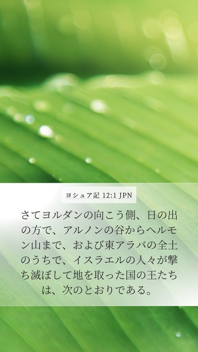 ヨシュア記 12:1 JPN Mobile Phone Wallpaper - さてヨルダンの向こう側、日の出の - Mobile Bible Verse Wallpaper