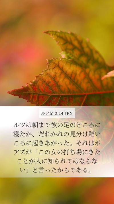 ルツ記 3:14 JPN Mobile Phone Wallpaper - ルツは朝まで彼の足のところに寝た - Mobile Bible Verse Wallpaper