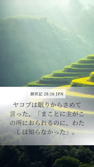 創世記 28:16 JPN Mobile Phone Wallpaper - ヤコブは眠りからさめて言った、「 - Mobile Bible Verse Wallpaper