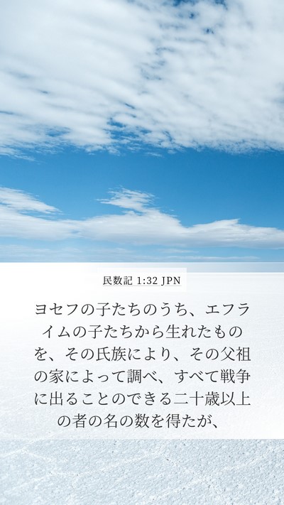 民数記 1:32 JPN Mobile Phone Wallpaper - ヨセフの子たちのうち、エフライム - Mobile Bible Verse Wallpaper